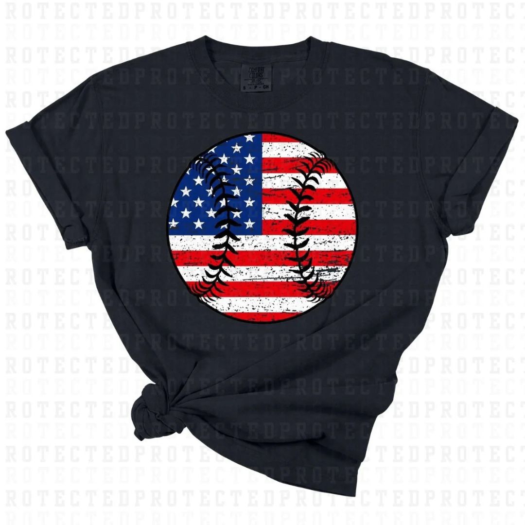 AMERICAN FLAG BASEBALL - DTF TRANSFER (2 sizes)