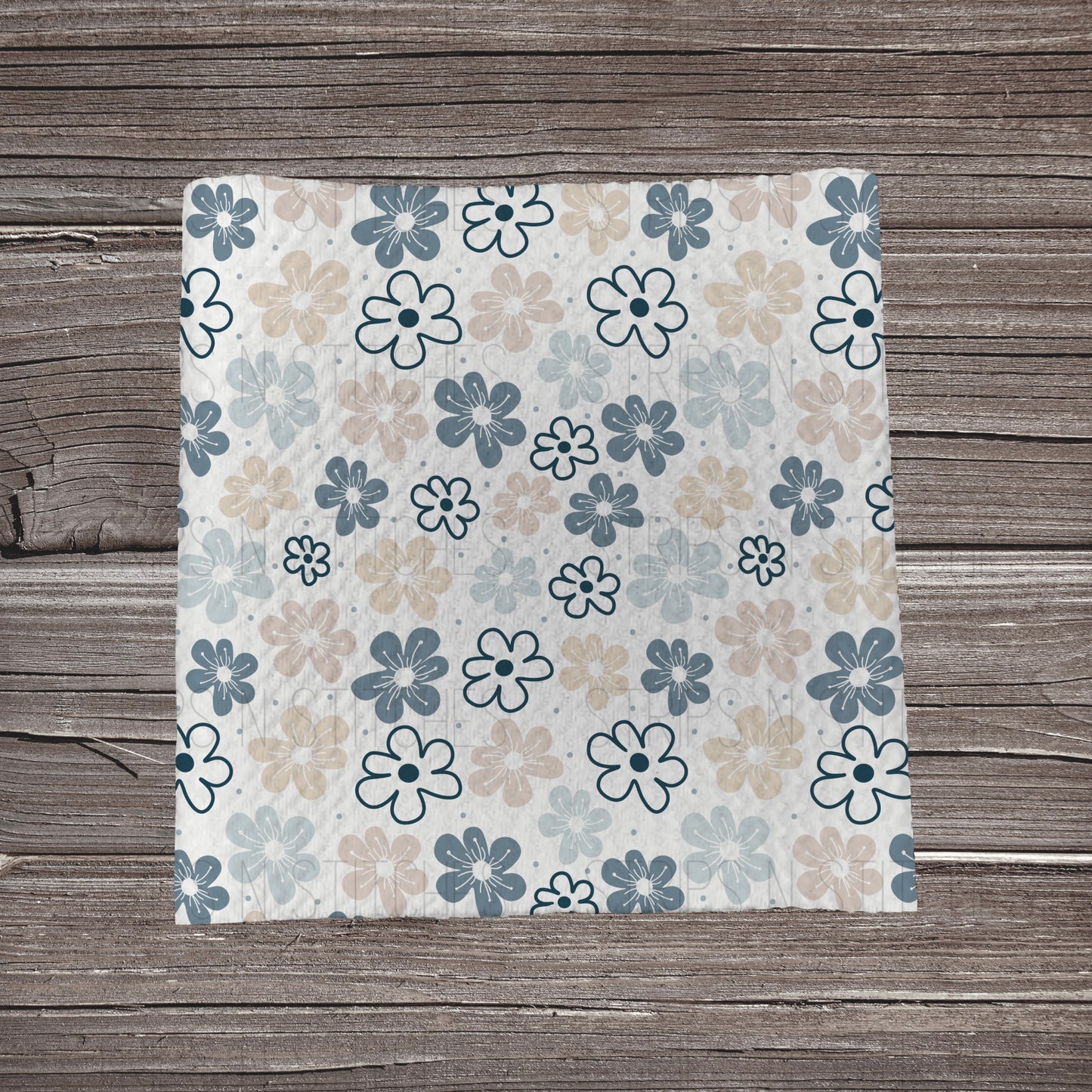 Muted Blue & Tan Scattered Flowers | Bow Making | Headwrap | Scrunchies