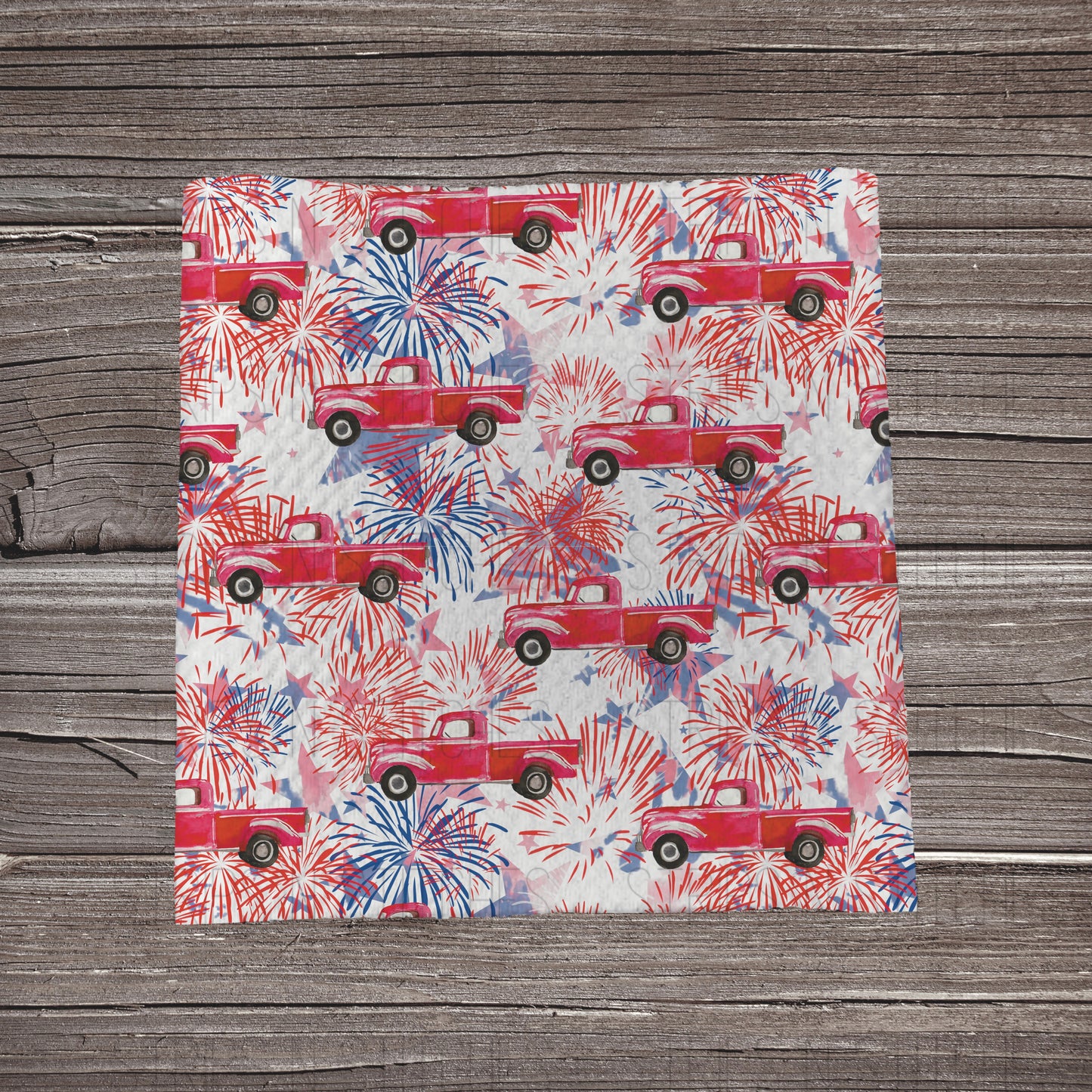 Fireworks & Trucks Fabric Strip- Bow Making- Headwrap- Scrunchies