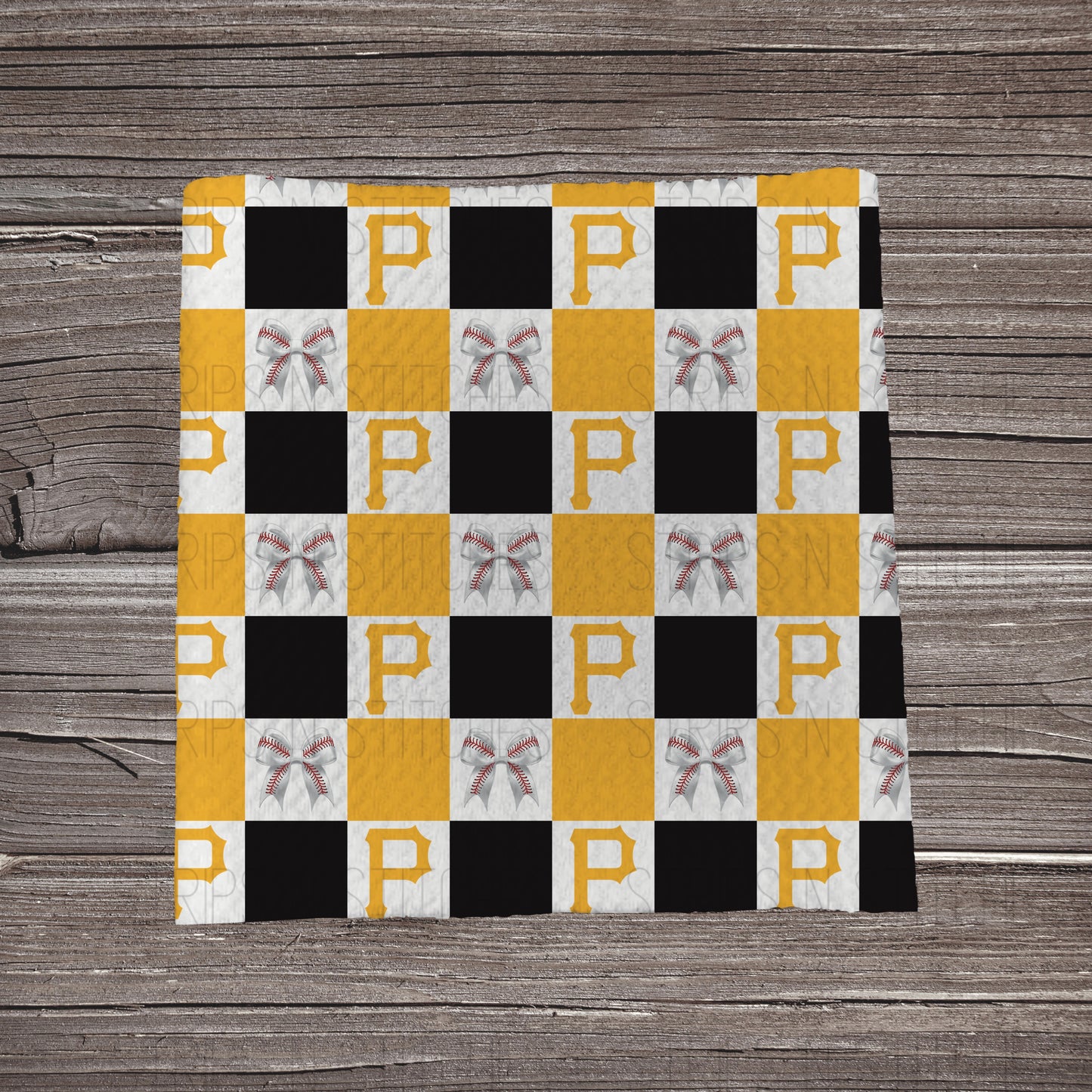 Checkered Big Leagues & Bows | All 30 Teams Available | Fabric Strip- Bow Making- Headwrap- Scrunchies