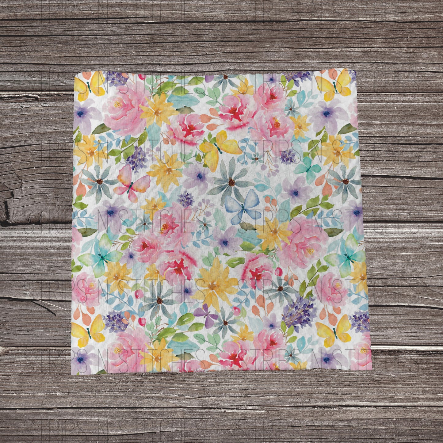 Watercolor Spring Bouquet | Fabric Strip- Bow Making- Headwrap- Scrunchies