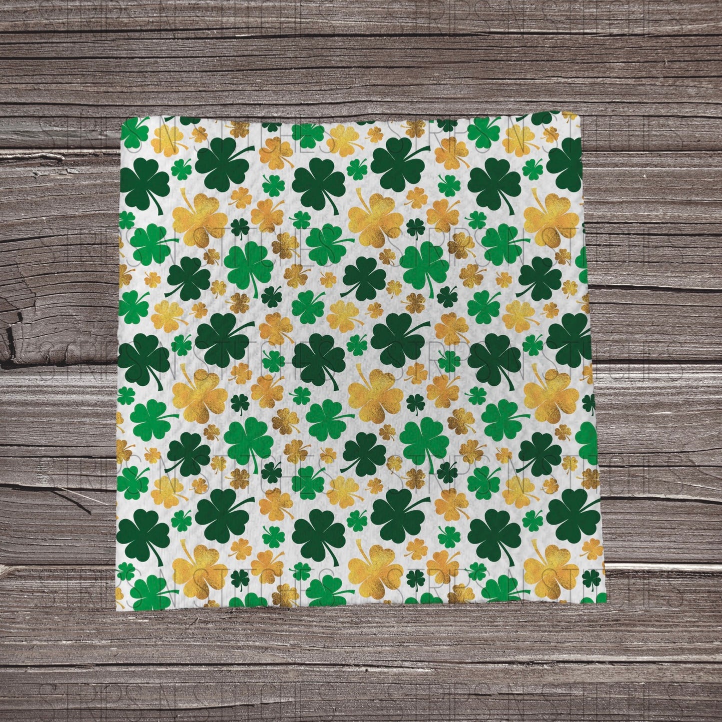 Green & Gold Clovers | Fabric Strip | Bow Making| Headwrap |Scrunchies