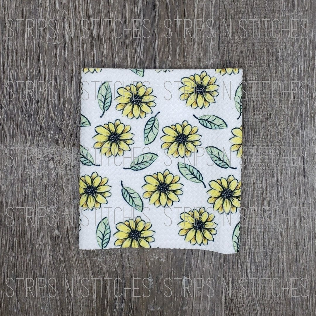 Sunflowers & Leaves Fabric Strip- Bow Making- Headwrap- Scrunchies ...