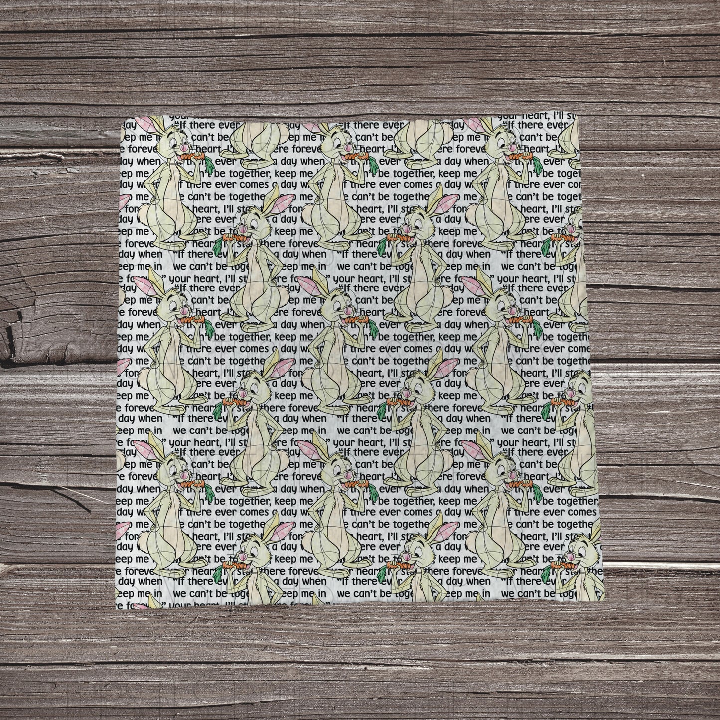 Rabbit with Text | Fabric Strip- Bow Making| Headwrap | S