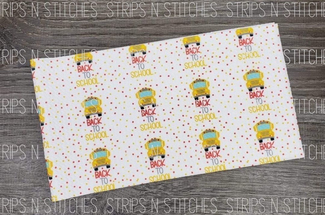 Back to School Bus Fabric Strip- Bow Making- Headwrap- Scrunchies