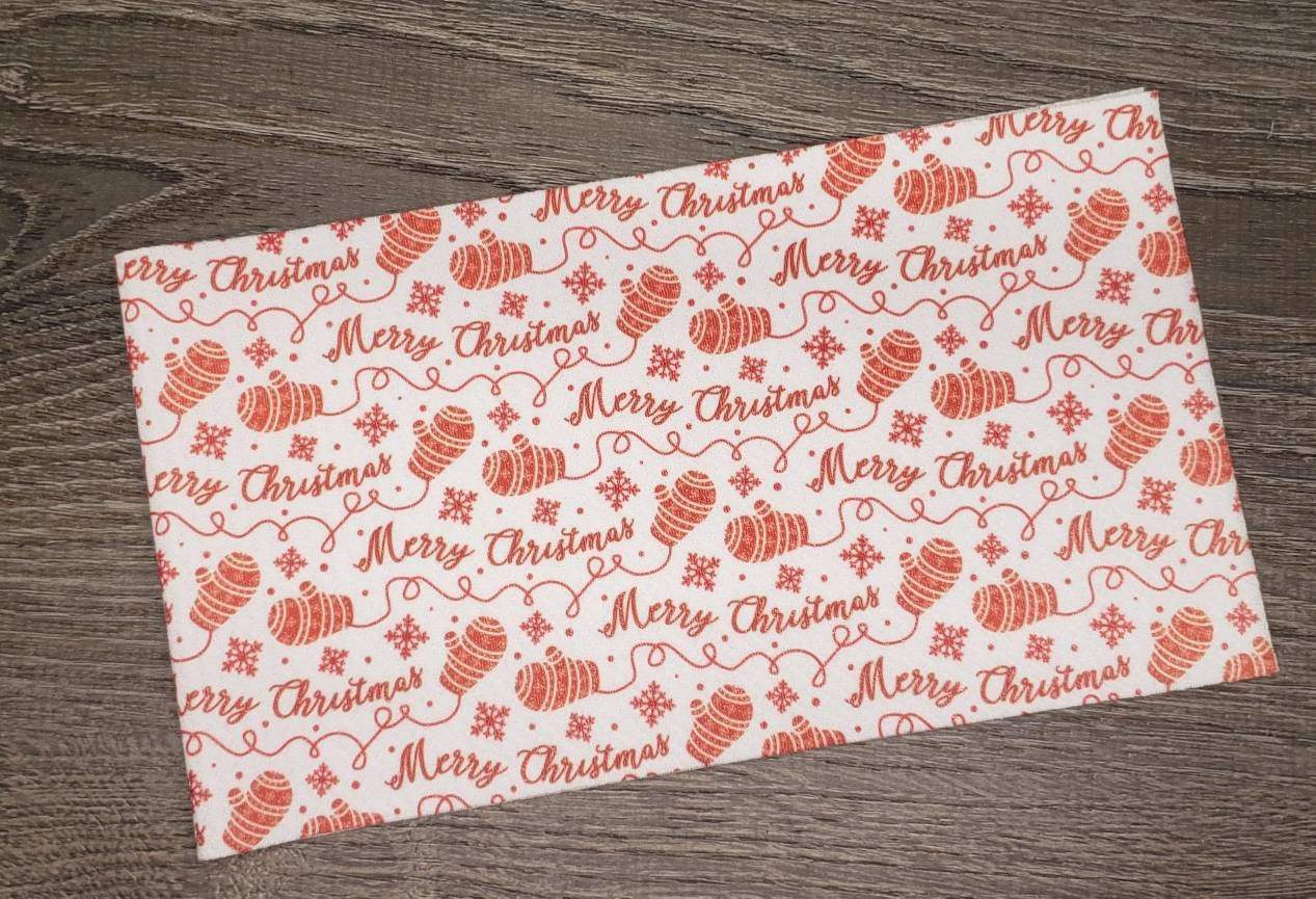 Merry Christmas & Mittens Fabric Strip- Bow Making- Headwrap- Scrunchies