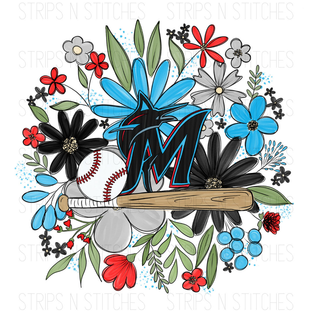 2024 MLB Floral TODDLER (6 inches) | Sublimation Transfer | Create Your Own Shirt
