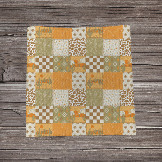 Western Orange Patchwork | Fabric Strip | Bow Making | Scrunchie | Headwraps