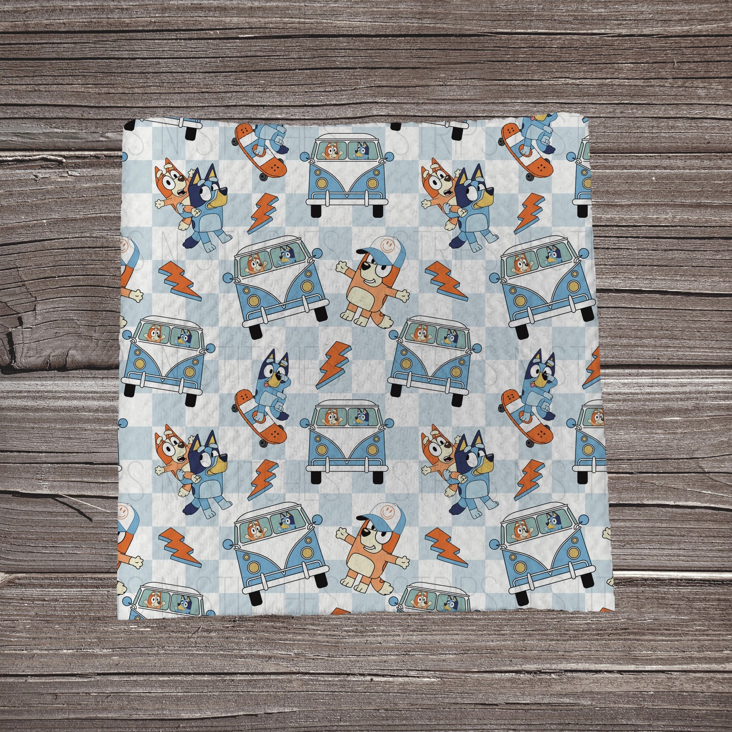 Light Blue Checkered Bluey | Fabric Strip- Bow Making | Headwraps