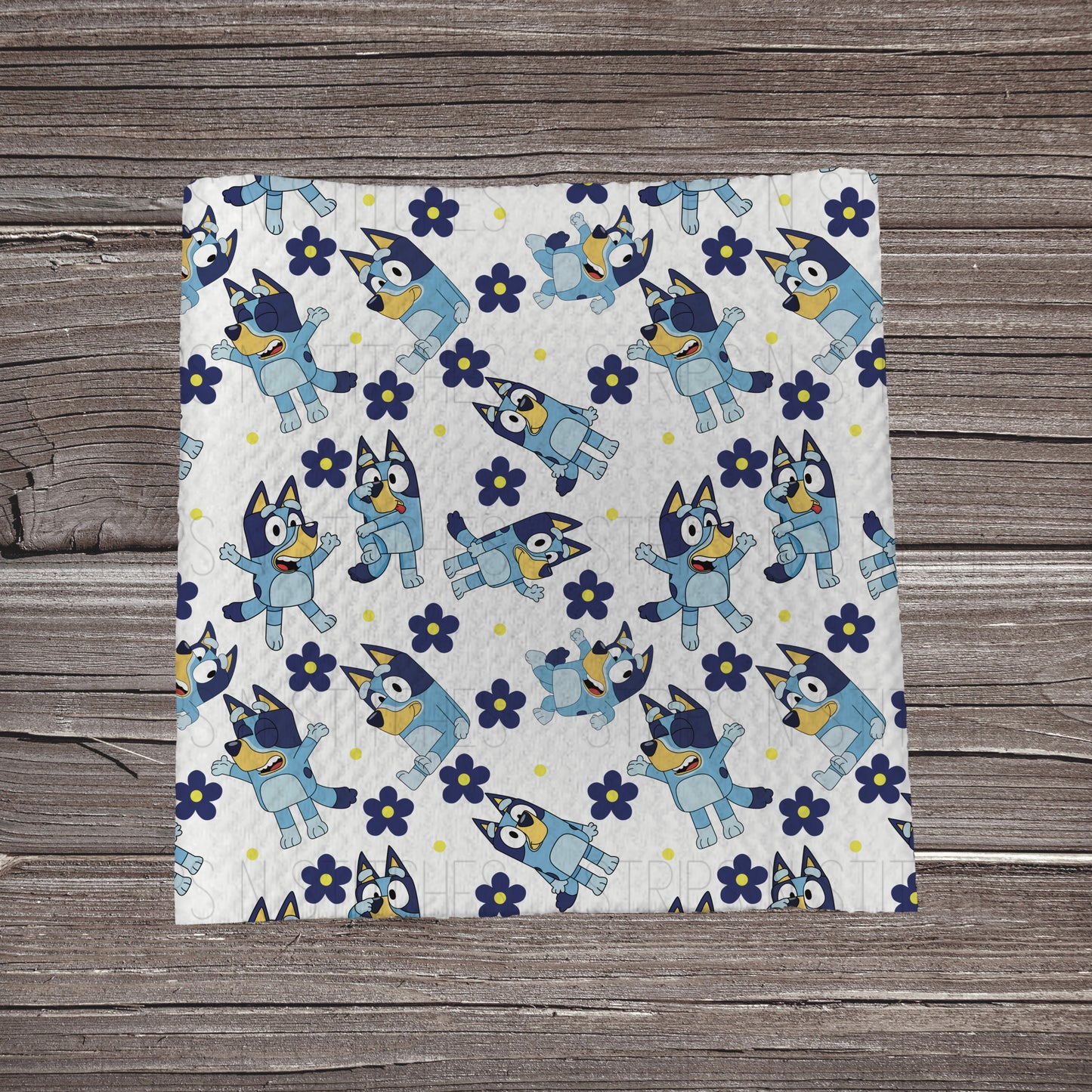 Bluey & Flowers | Fabric Strip- Bow Making- Headwraps- Scrunchies