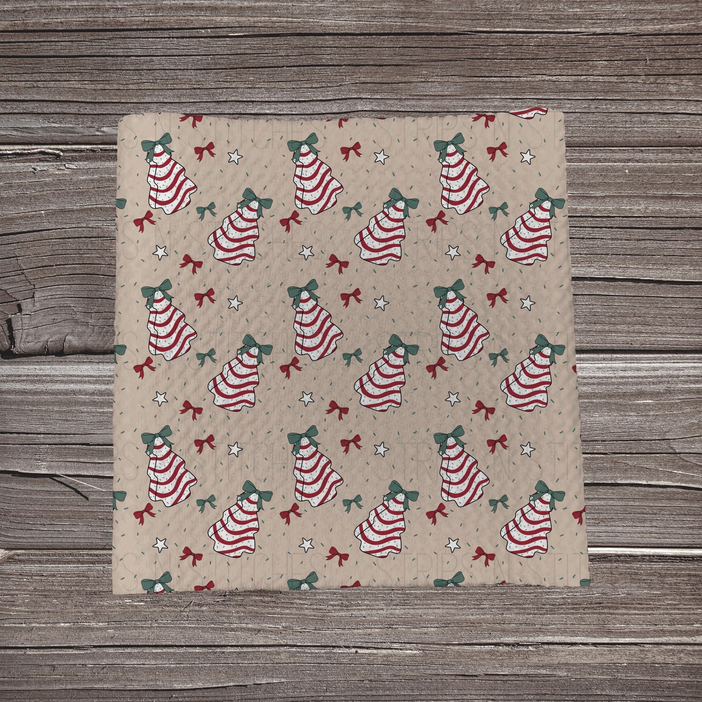 Tan Christmas Tree Snacks | Fabric Strip- Bow Making- Headwraps- Scrunchies