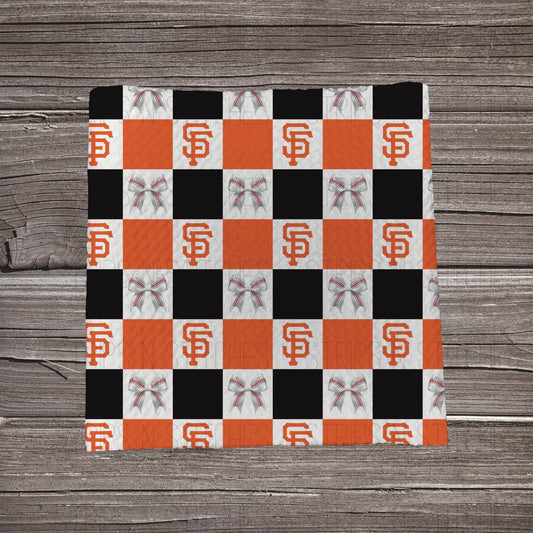 Checkered Big Leagues & Bows | All 30 Teams Available | Fabric Strip- Bow Making- Headwrap- Scrunchies