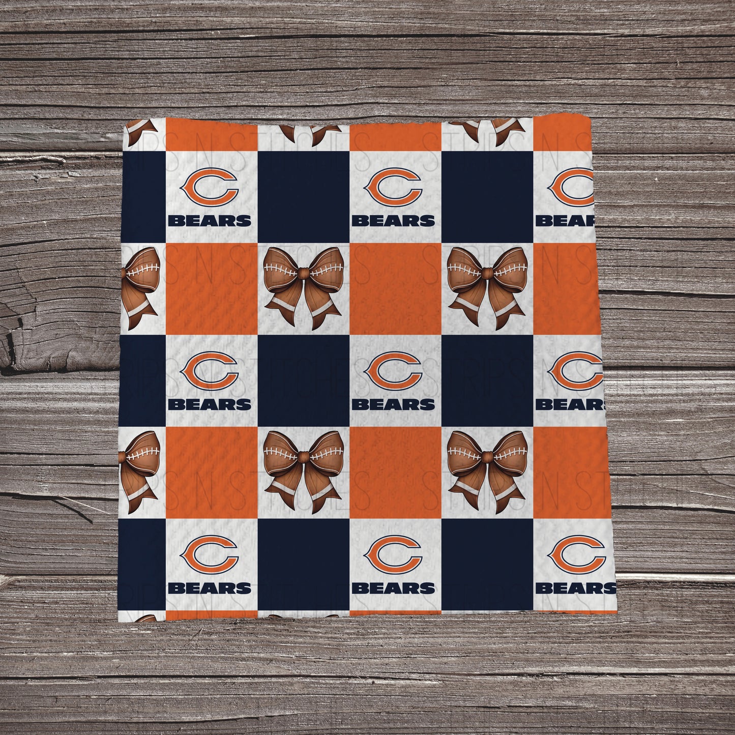 Checkered Pro Football & Bows *EXCLUSIVE* | All 32 Teams Available | Fabric Strip- Bow Making