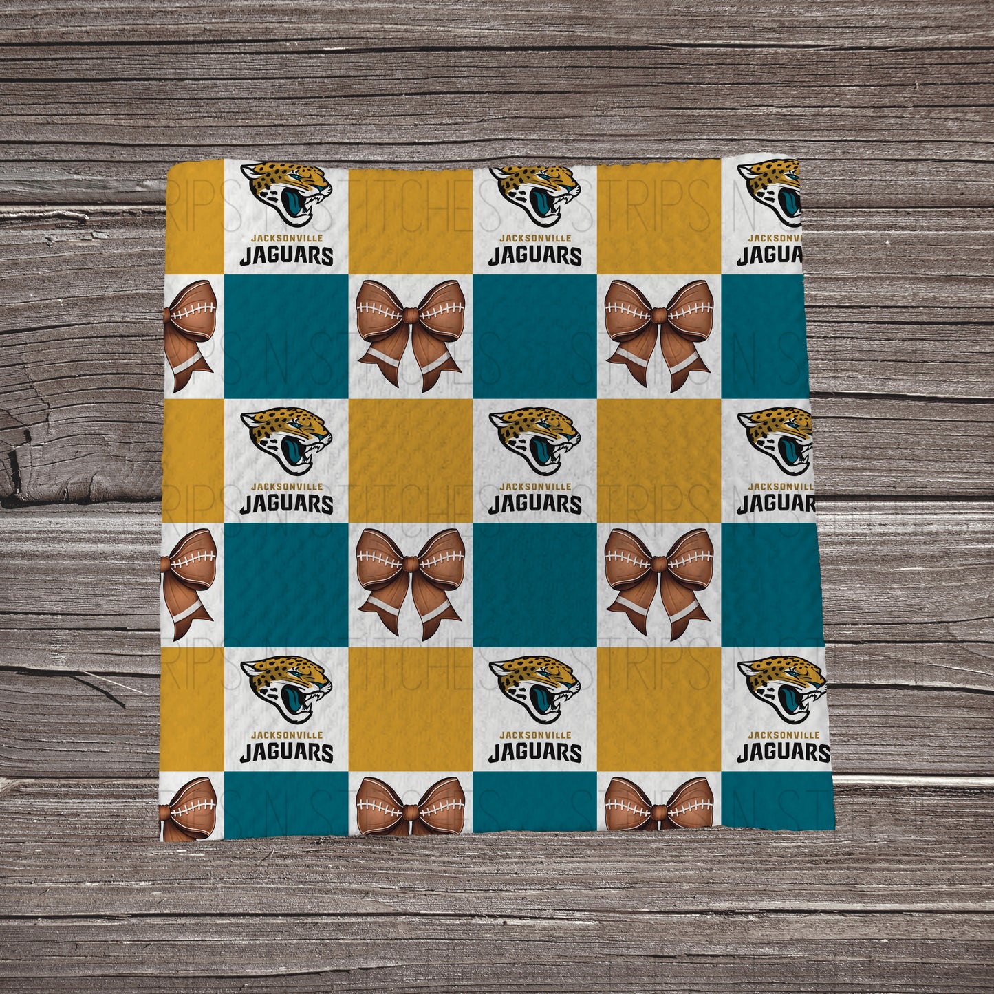 Checkered Pro Football & Bows *EXCLUSIVE* | All 32 Teams Available | Fabric Strip- Bow Making