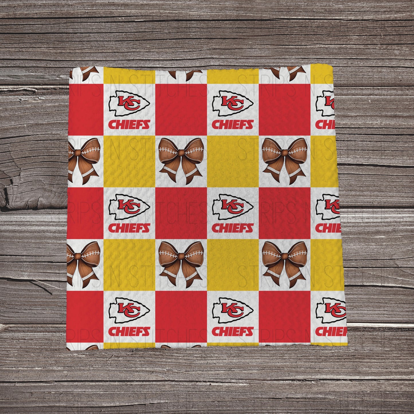 Checkered Pro Football & Bows *EXCLUSIVE* | All 32 Teams Available | Fabric Strip- Bow Making