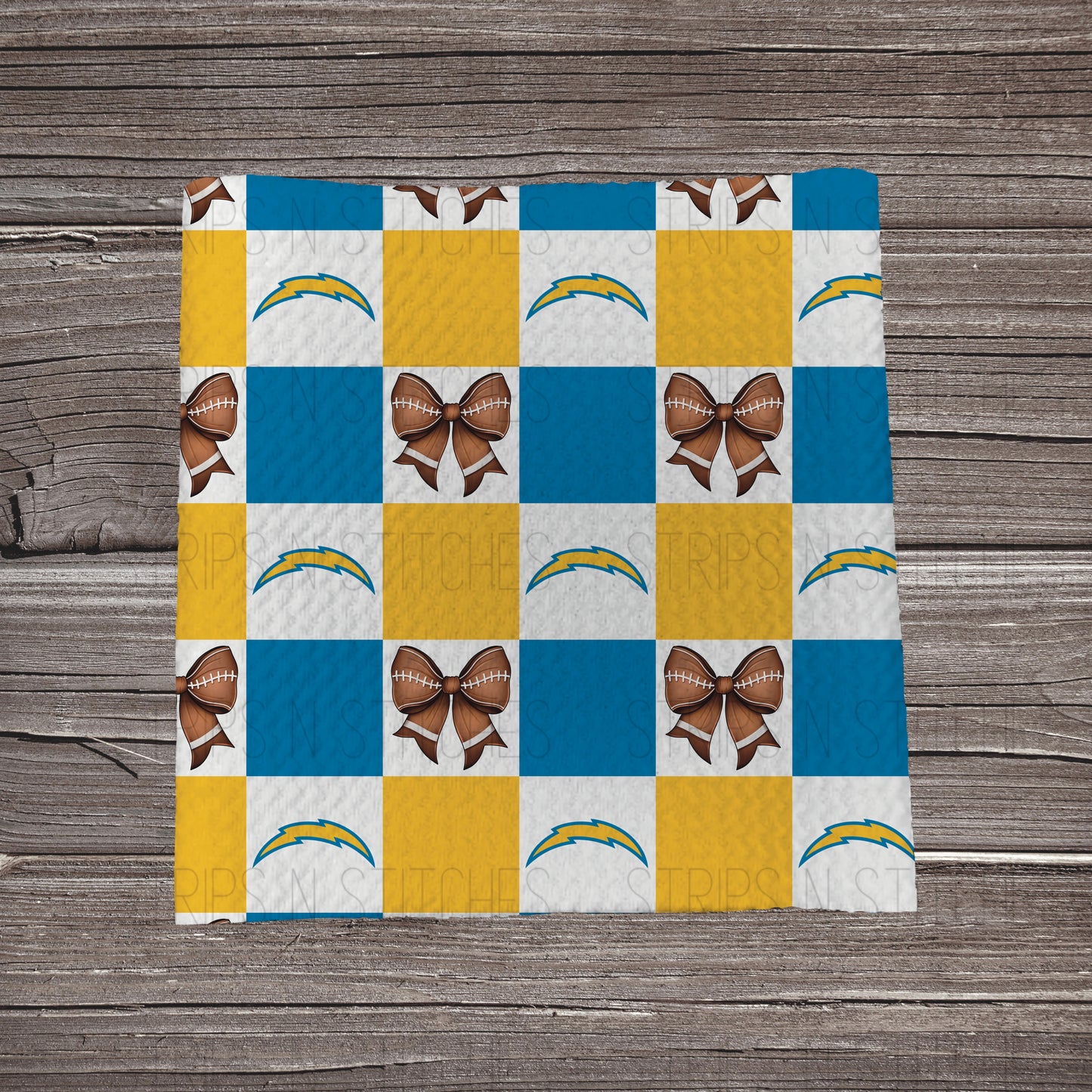 Checkered Pro Football & Bows *EXCLUSIVE* | All 32 Teams Available | Fabric Strip- Bow Making