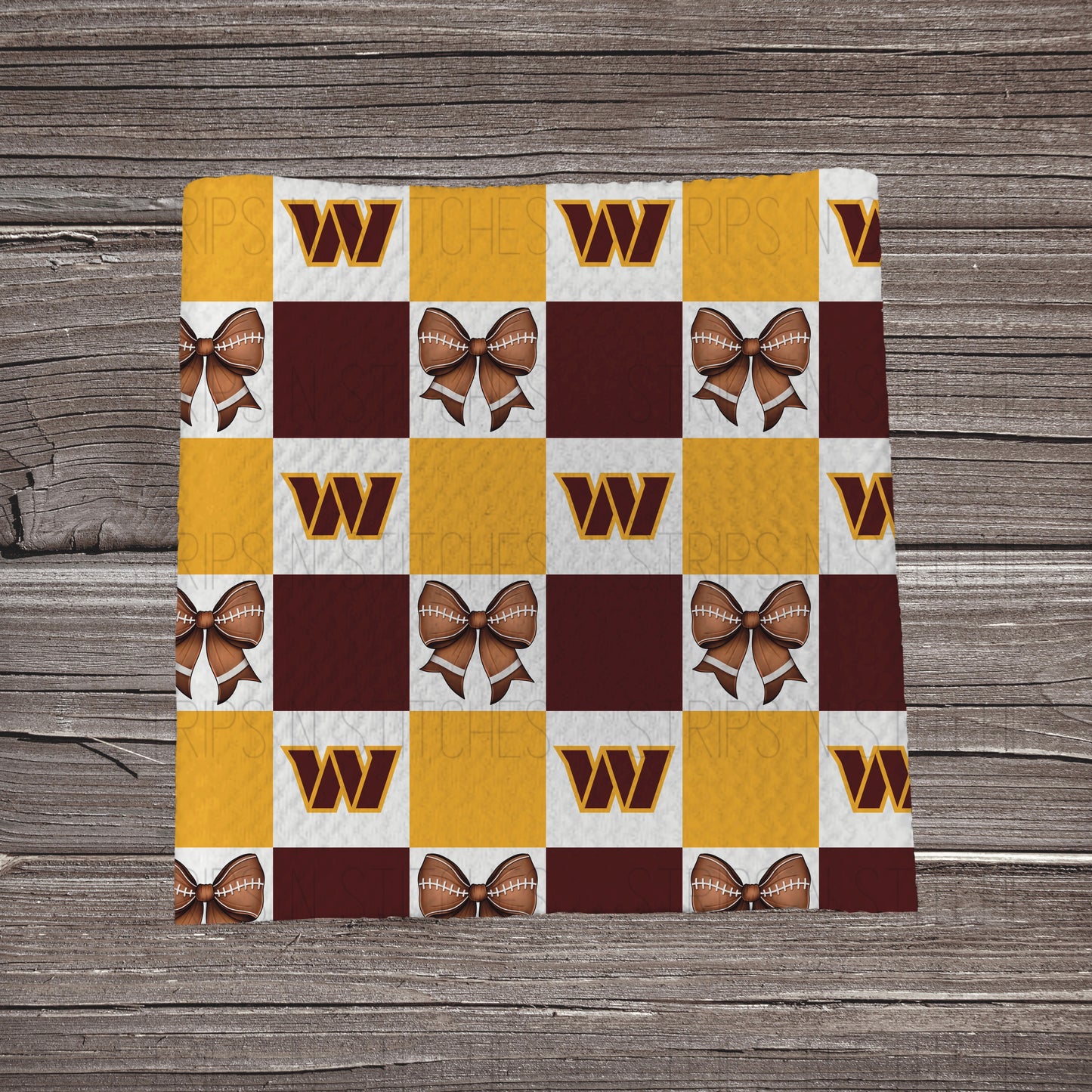 Checkered Pro Football & Bows *EXCLUSIVE* | All 32 Teams Available | Fabric Strip- Bow Making