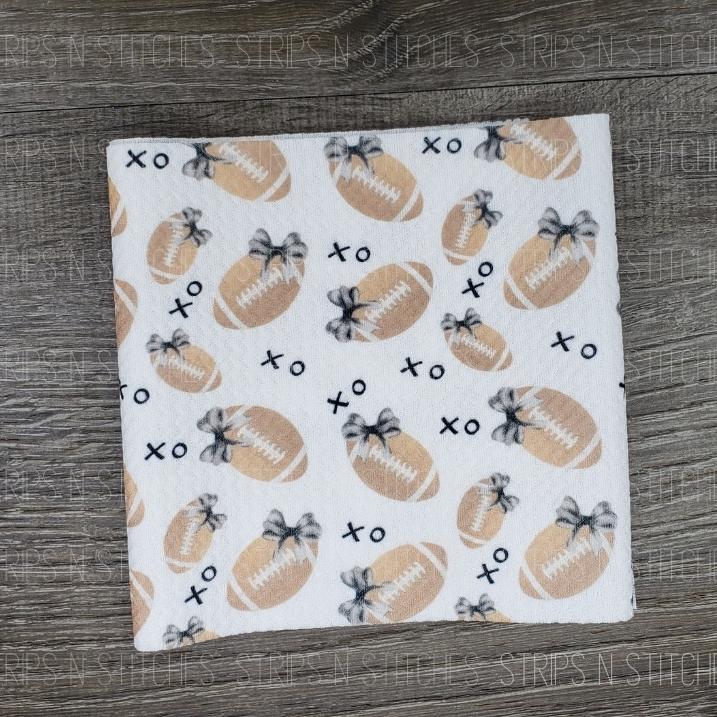 XO Football w/ Bows | Fabric Strip- Bow Making- Headwrap- Scrunchies