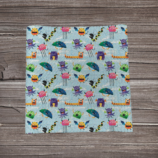 Blue Monsters  | Fabric Strip- Bow Making- Headwrap- Scrunchies