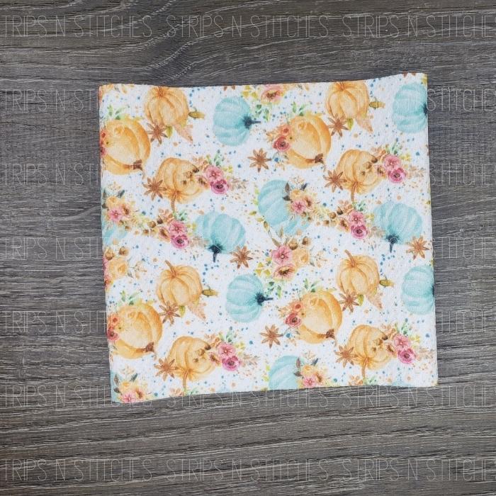 Floral Teal & Orange Pumpkins | Bow Making | Headwrap | Scrunchies