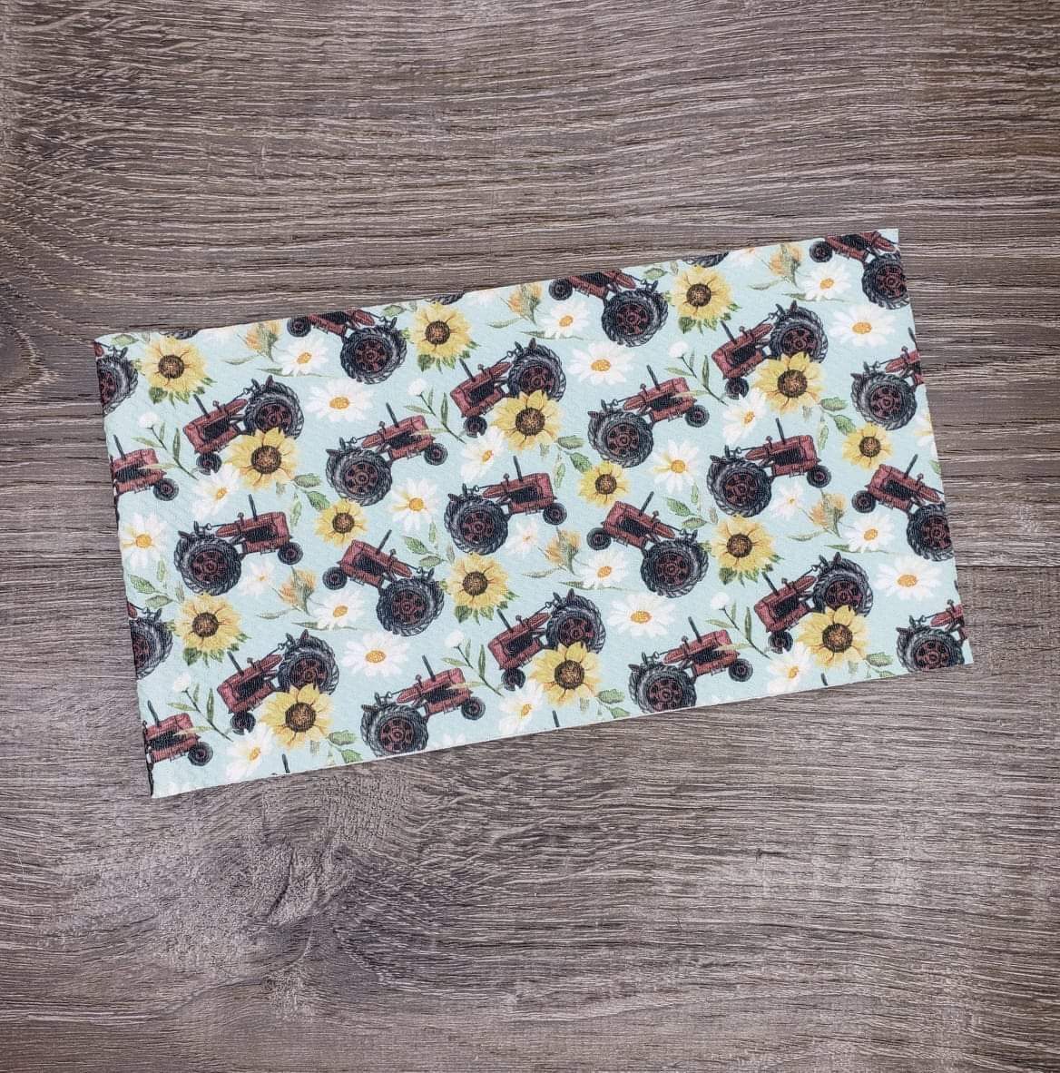 Floral Tractors Fabric Strip- Bow Making- Headwrap- Scrunchies