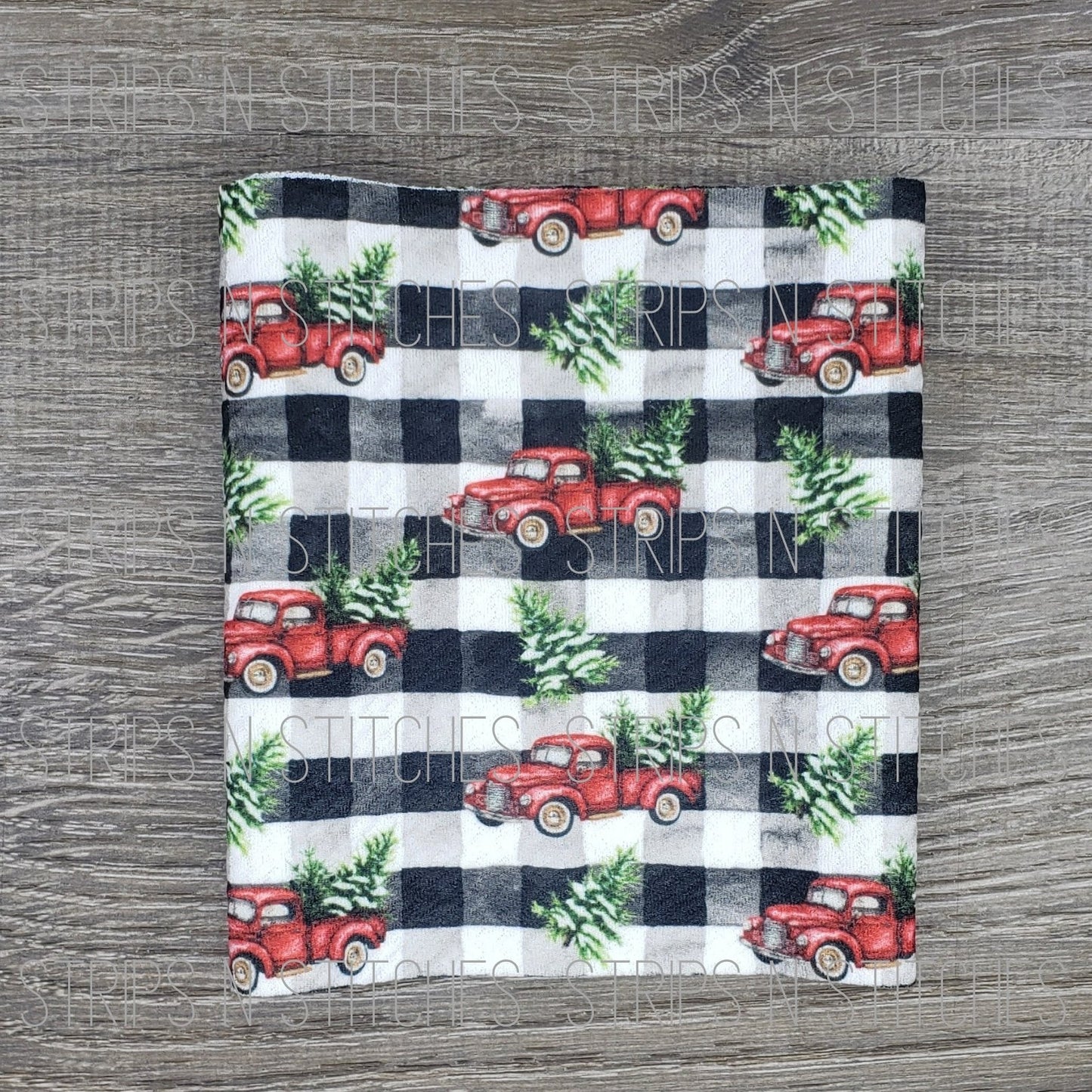 Plaid Trucks Fabric Strip- Bow Making- Headwrap- Scrunchies