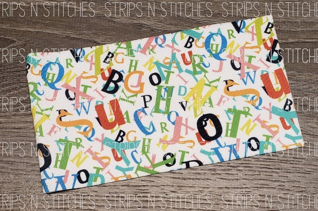 Alphabet Fabric Strip- Bow Making- Headwrap- Scrunchies