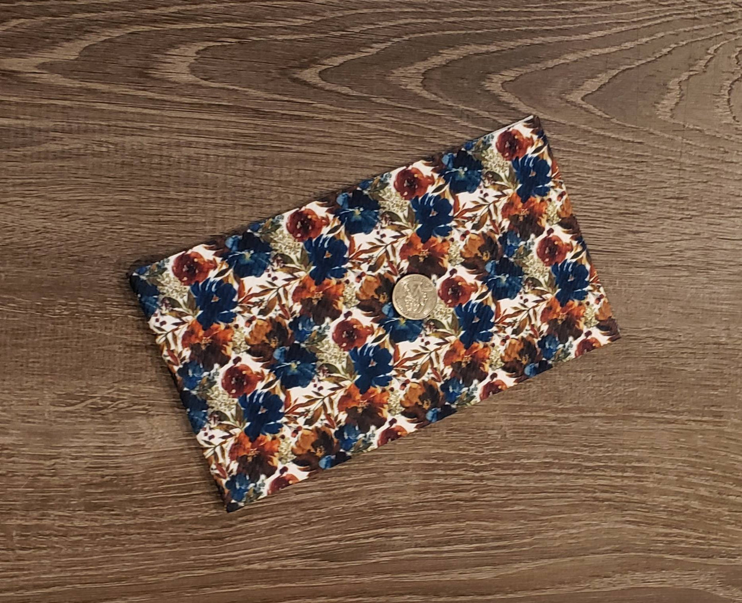 Blue Floral Fabric Strip- Bow Making- Headwrap- Scrunchies