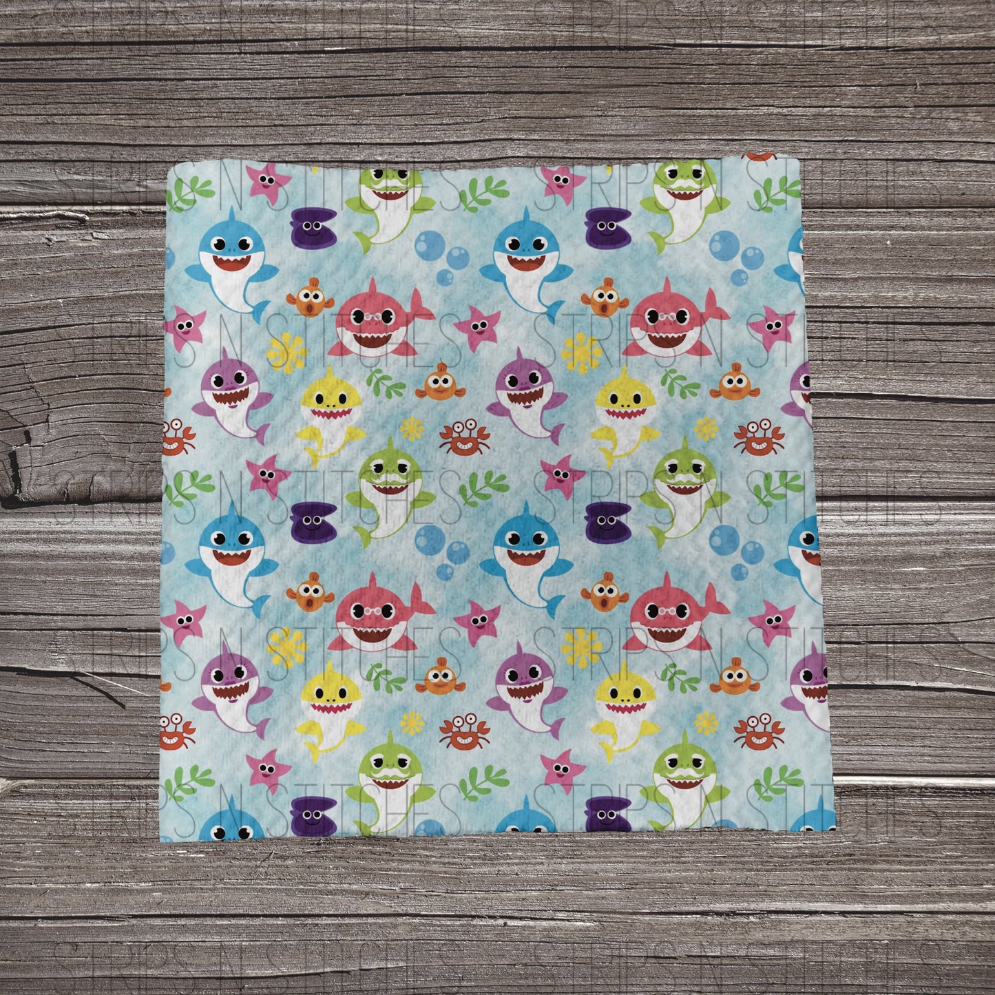 Baby Shark - Blue  | Fabric Strip- Bow Making- Headwrap- Scrunchies
