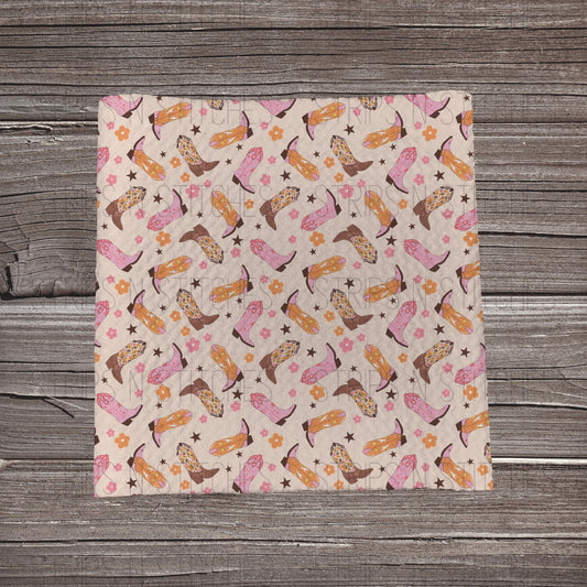Girly Cowboy Boots | Fabric Strip- Bow Making- Headwrap- Scrun