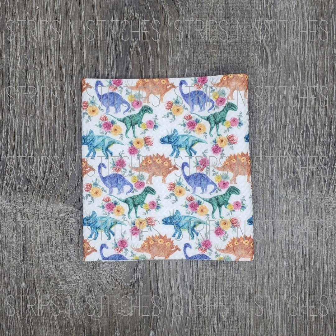 Dinosaurs & Flowers- Fabric Strip- Bow Making- Headwrap- Scrunchies