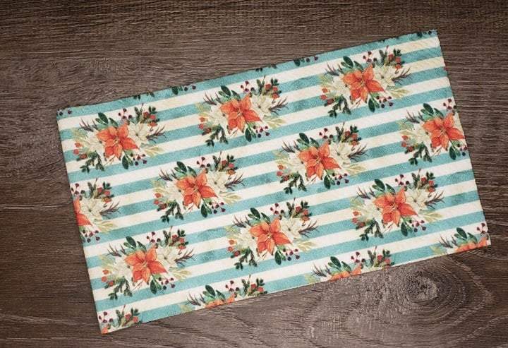 Christmas Floral & Stripes Fabric Strip- Bow Making- Headwrap- Scrunchies