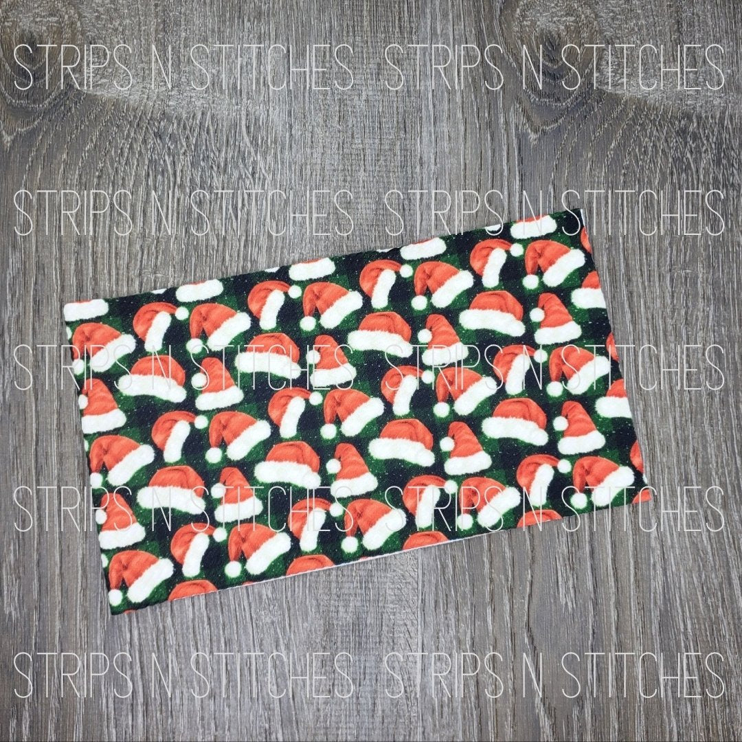 Santa Hats Fabric Strip- Bow Making- Headwrap- Scrunchies