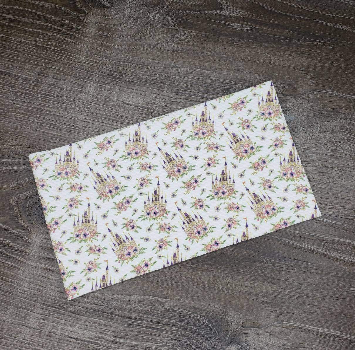 Purple Floral Castle Fabric Strip- Bow Making- Headwrap- Scrunchies