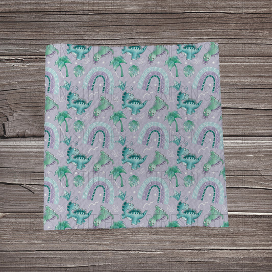 Purple Dino Rainbows | Fabric Strip- Bow Making- Headwrap- Scrunchie