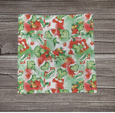 Watercolor Grinchmas  | Fabric Strip- Bow Making- Headwrap- Scrunchies